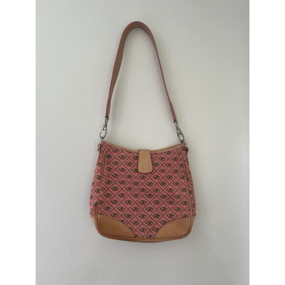 Dooney & Bourke Y2K Vintage Pink Monogram Messenger Shoulder Bag Purse - Picture 1 of 14